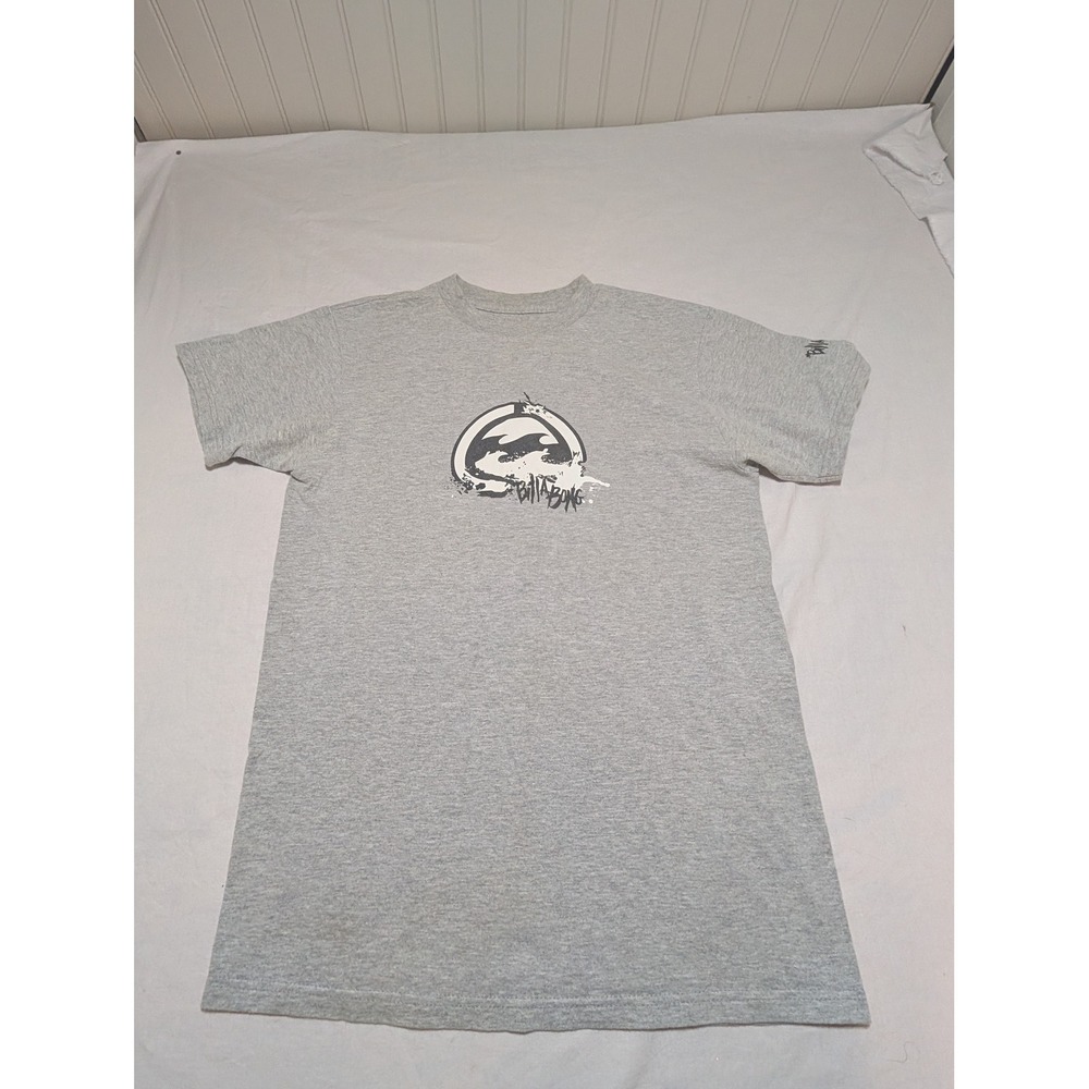 Billabong Mens Graphic T-Shirt Gray Short Sleeve Surf Wave Logo Small